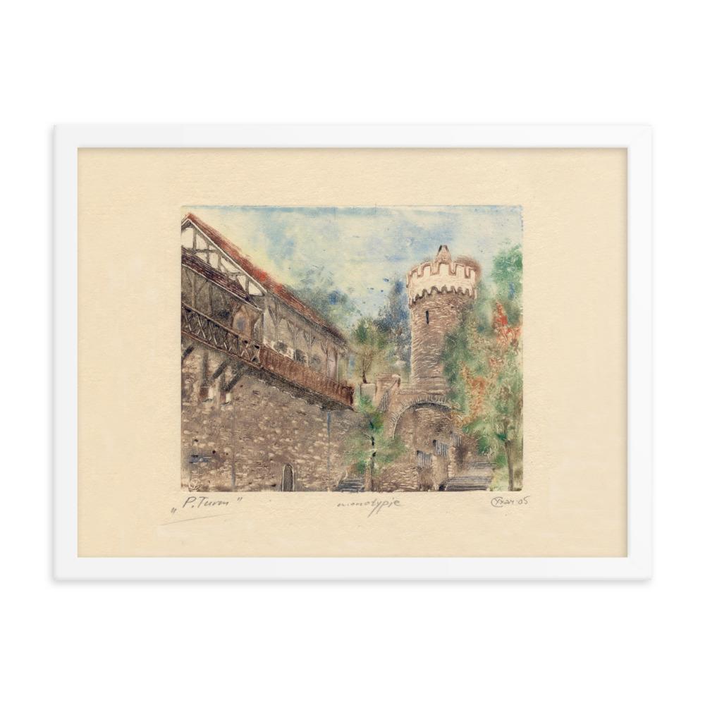 Jena Pulverturm - Poster im Rahmen Sergej Uchatsch weiß / 30x41 cm artlia