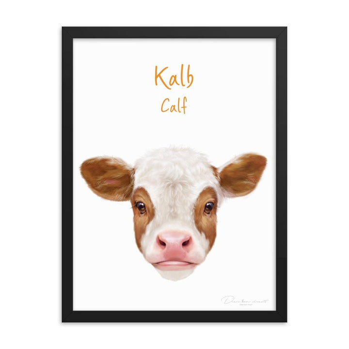 Kalb - Poster im Rahmen für Kinder dear.bon.vivant schwarz / 30x41 cm artlia