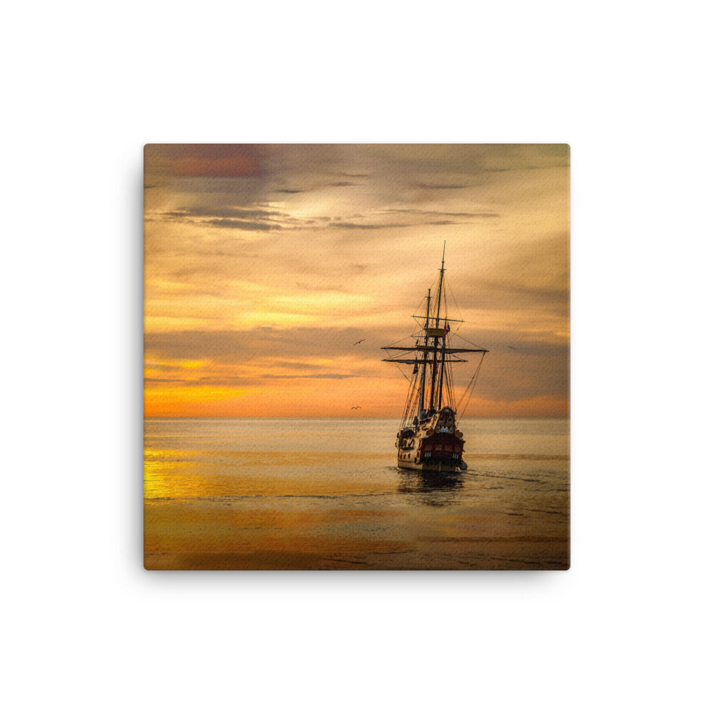 Leinwand - Schiff im Sonnenuntergang Kuratoren von artlia 41x41 cm artlia