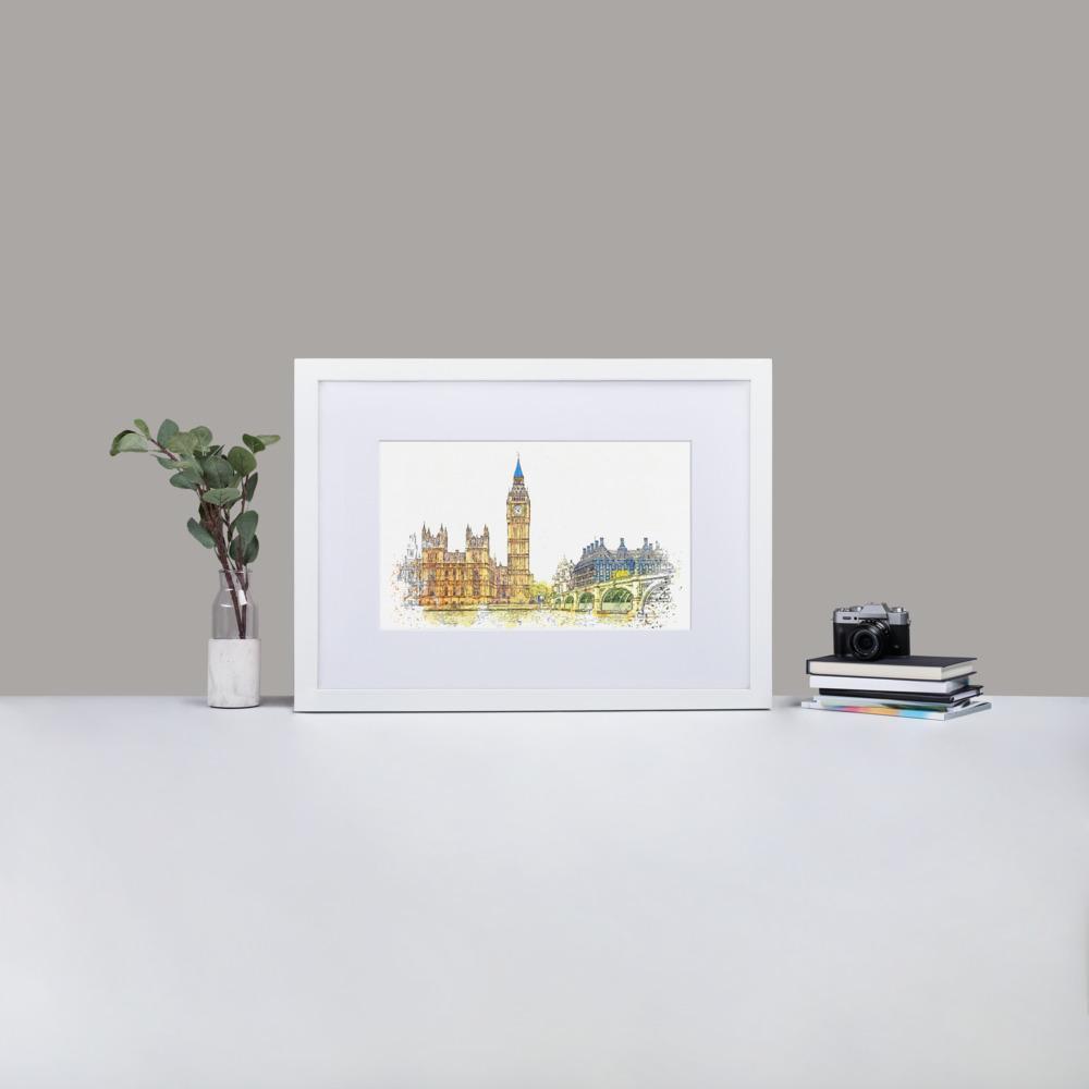 London in Orange - Poster im Rahmen mit Passepartout Kuratoren von artlia Weiß / 50×70 cm artlia