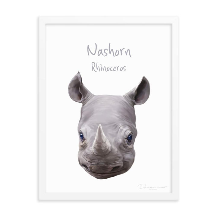 Nashorn - Poster im Rahmen dear.bon.vivant weiß / 30x41 cm artlia