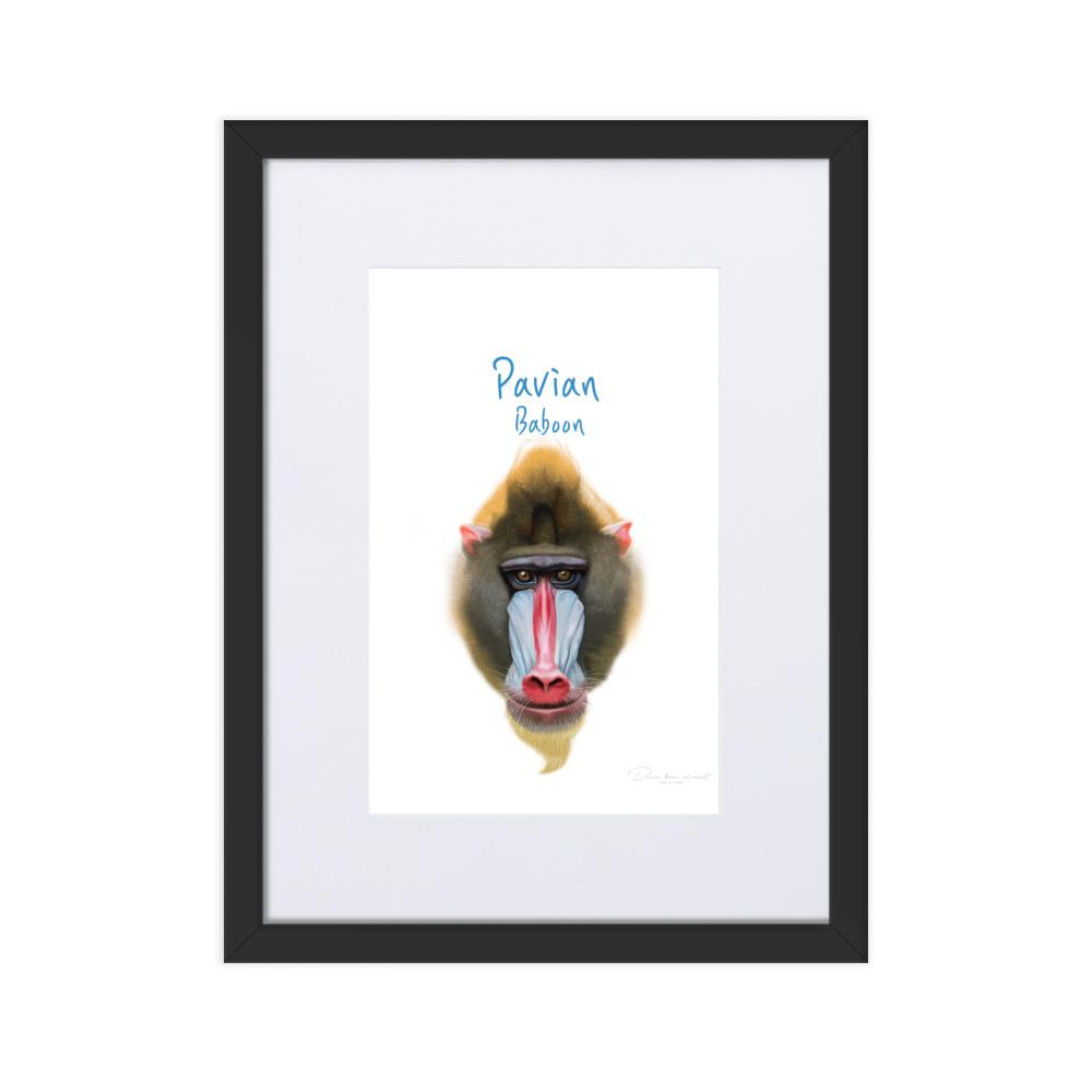 Pavian - Poster im Rahmen mit Passepartout dear.bon.vivant schwarz / 30×40 cm artlia