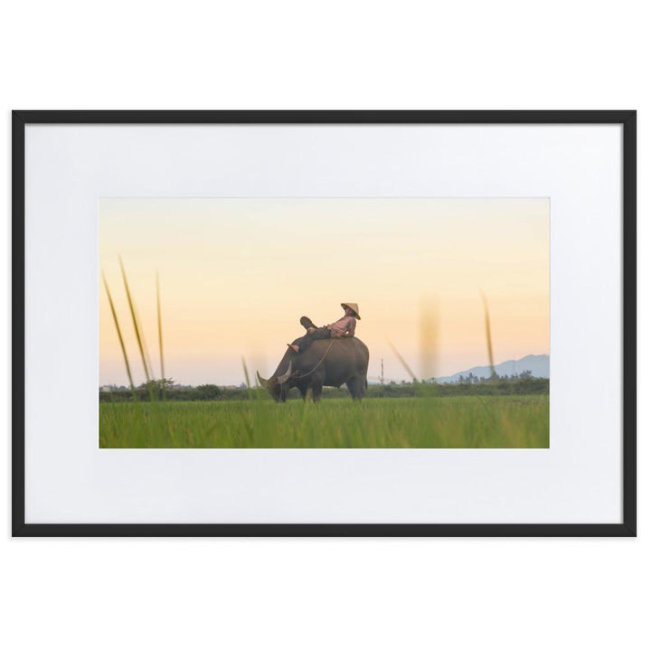 Peaceful Evening - Poster im Rahmen mit Passepartout artlia Schwarz / 61×91 cm artlia