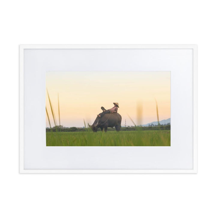 Peaceful Evening - Poster im Rahmen mit Passepartout artlia Weiß / 50×70 cm artlia