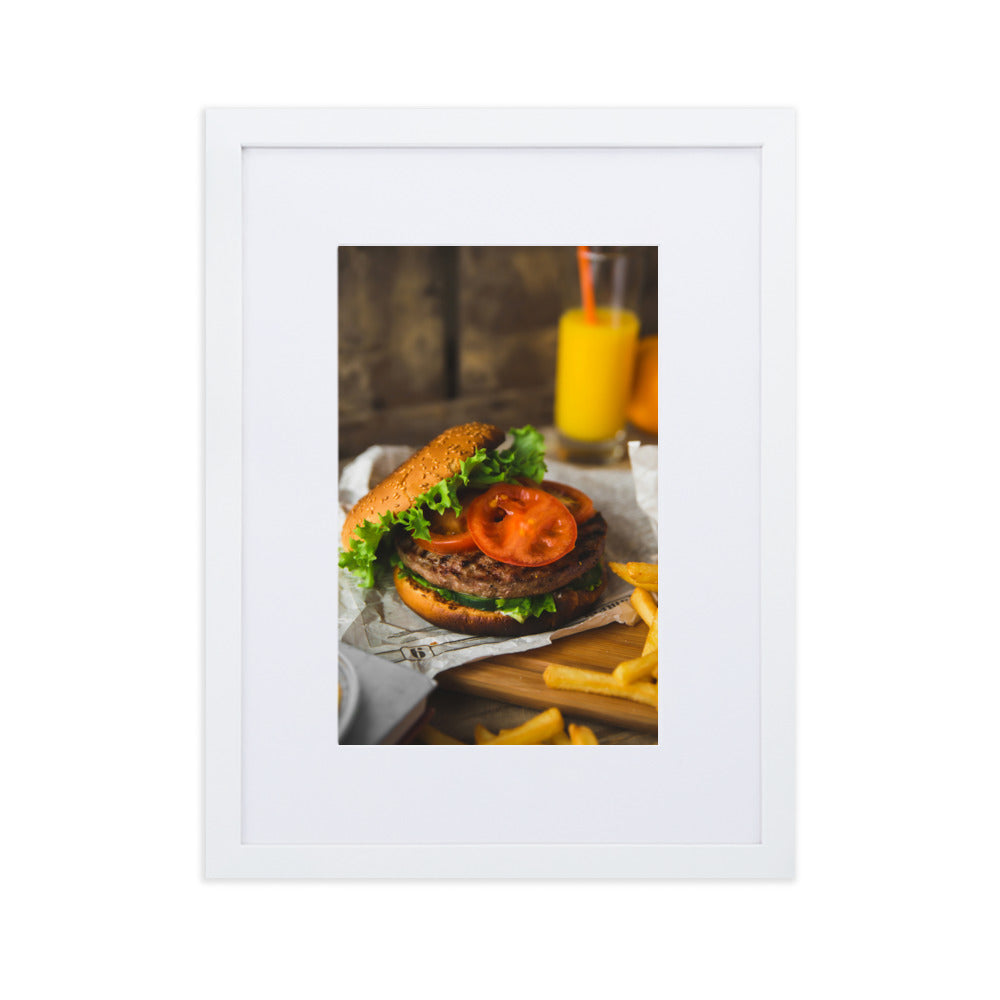 Poster mit Passepartout - Burger und Pommes Kuratoren von artlia Weiß / 30×40 cm artlia