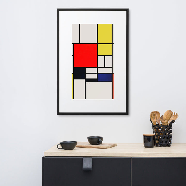 Poster mit Passepartout - Mondrian, Composition with red yellow black gray and blue Piet Mondrian artlia