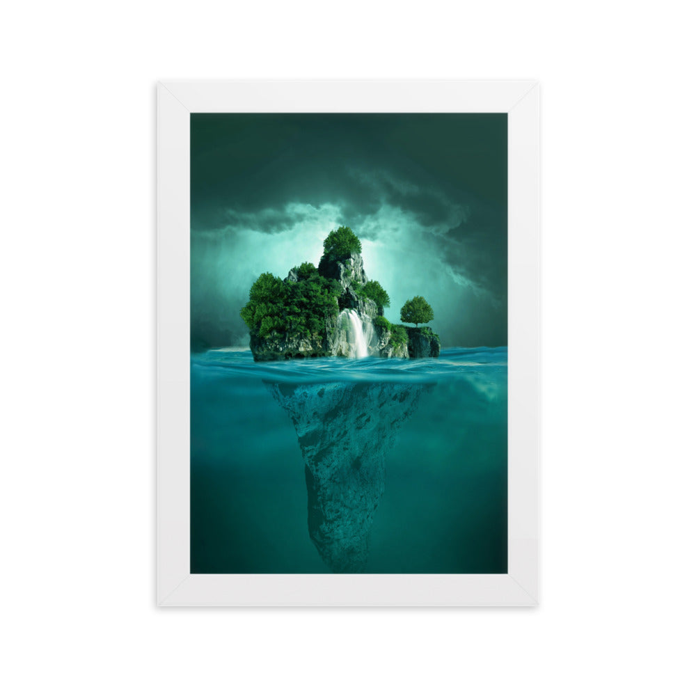 schwimmende Insel - Poster im Rahmen Kuratoren von artlia Weiß / 21×30 cm artlia