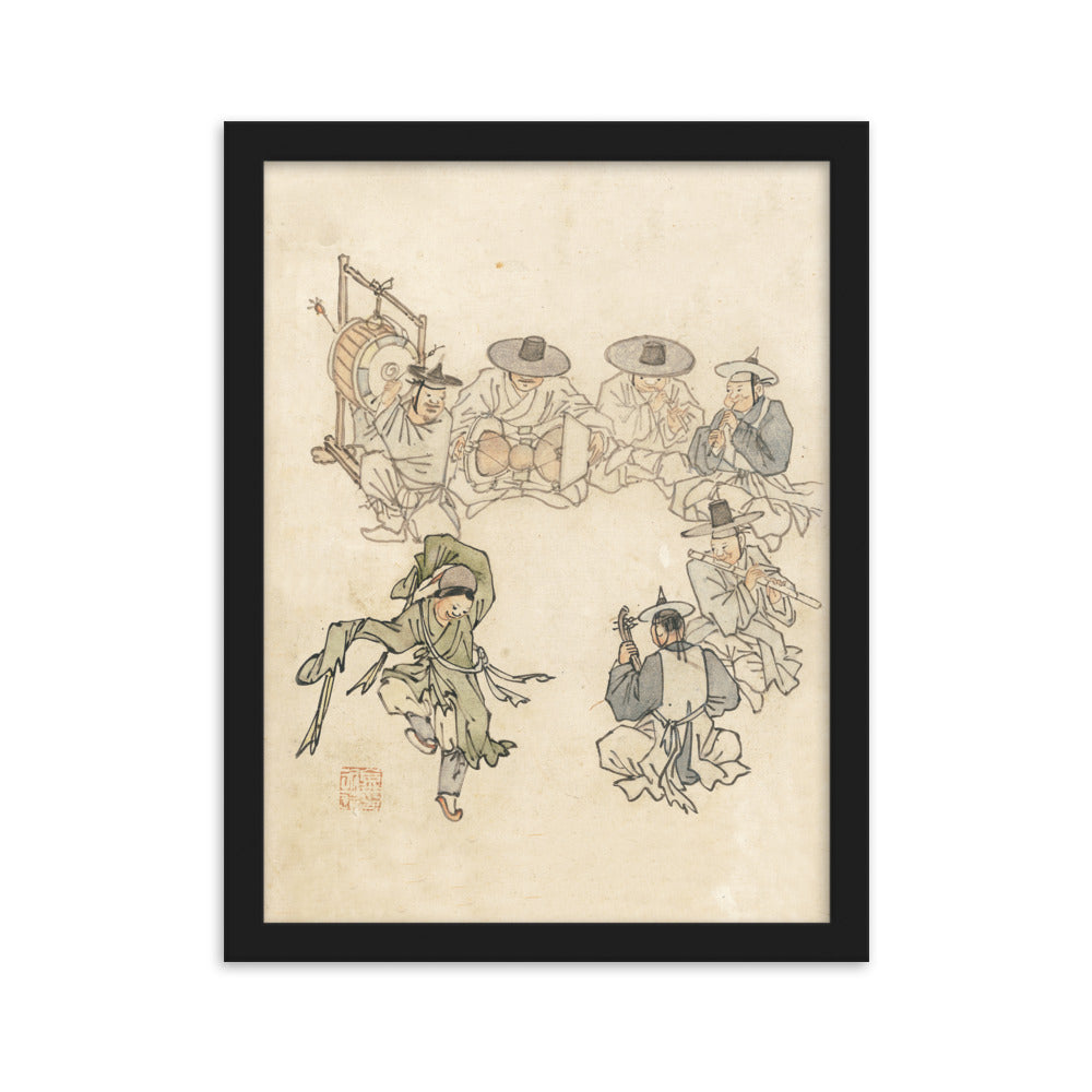 tanzendes Kind, Mudong, Kim Hong-do - Poster im Rahmen Hong-do Kim Schwarz / 30×40 cm artlia