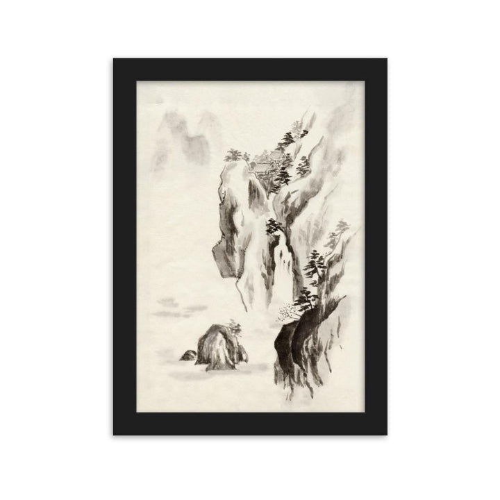 Temple in the Cliff Tempel im Felsen - Poster im Rahmen artlia Schwarz / 21×30 cm artlia